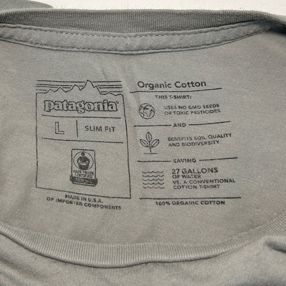 Patagonia Bear Logo Organic Cotton Tee Shirt Slim Fit Men’s Size Large L 🌿 - Picture 9 of 11